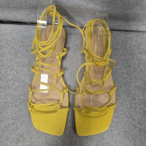NWOT Marc Fisher Yellow Mahalia Ankle Wrap Sandals Size 10 - Picture 3 of 9